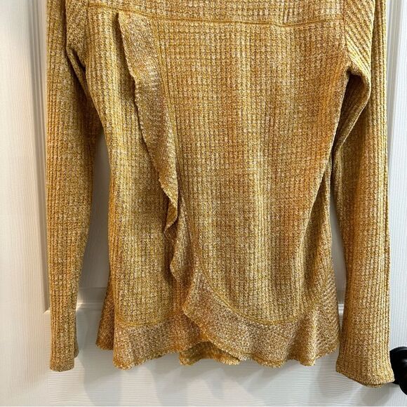 Anthropologie Saturday Sunday Wendy Waffle Knit Thermal Top Ruffle Wrap Back XS - Picture 9 of 11